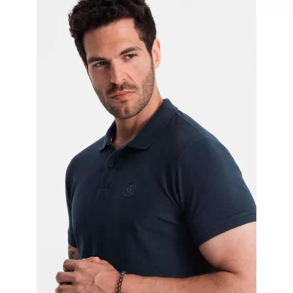  Pánské triko s límečkem OMBRE OM-POBS-0100 NAVY BLUE 