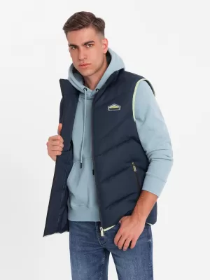 Pánská vesta OMBRE OM-JAVJ-0210 NAVY BLUE