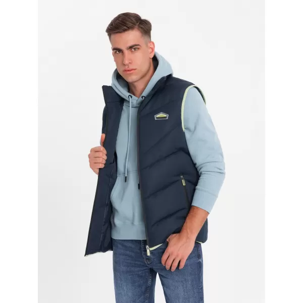  Pánská vesta OMBRE OM-JAVJ-0210 NAVY BLUE 