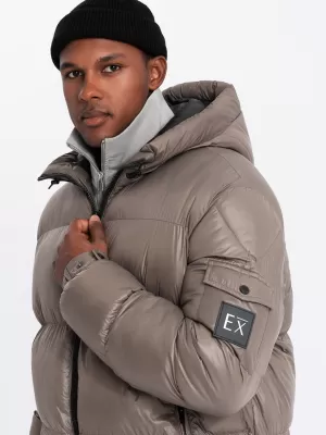 Pánská bunda OMBRE OM-JAHP-0207 DARK BEIGE