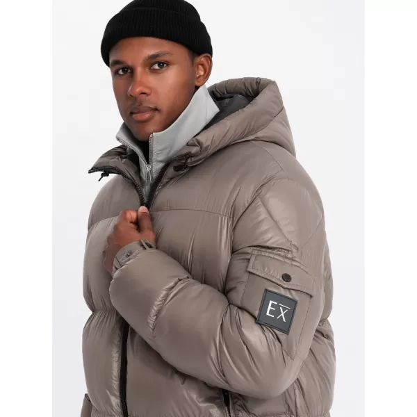  Pánská bunda OMBRE OM-JAHP-0207 DARK BEIGE 