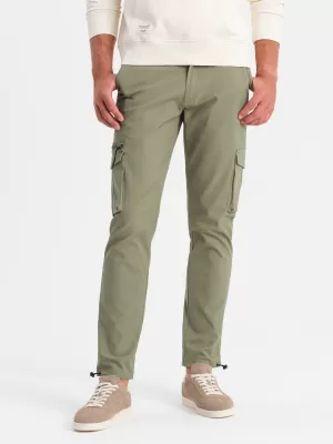 Pánské kalhoty OMBRE OM-PACG-0196 OLIVE