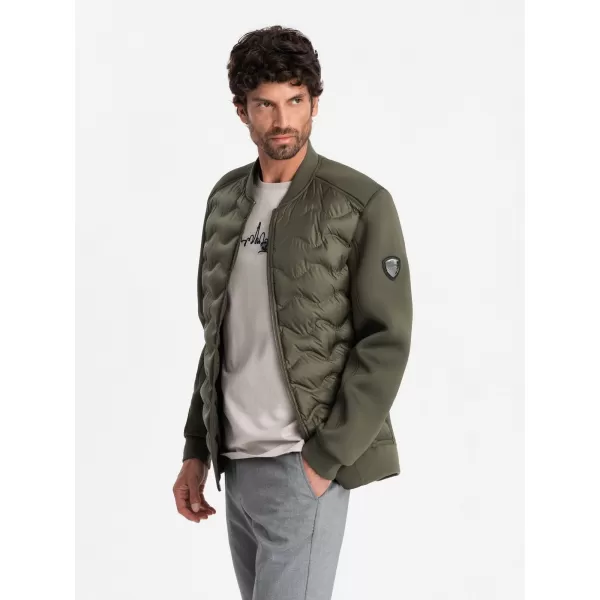  Pánská bunda OMBRE OM-JALP-0141 DARK OLIVE GREEN 