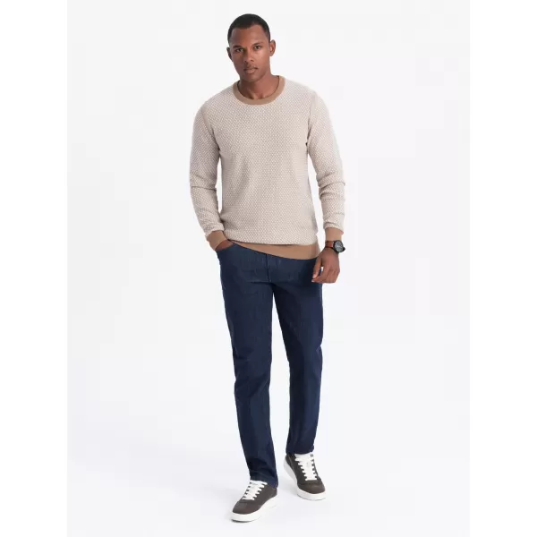  Pánský svetr OMBRE OM-SWSW-0111 LIGHT BROWN 