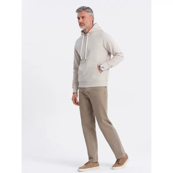  Pánská mikina OMBRE OM-SSBN-0177 LIGHT BEIGE 