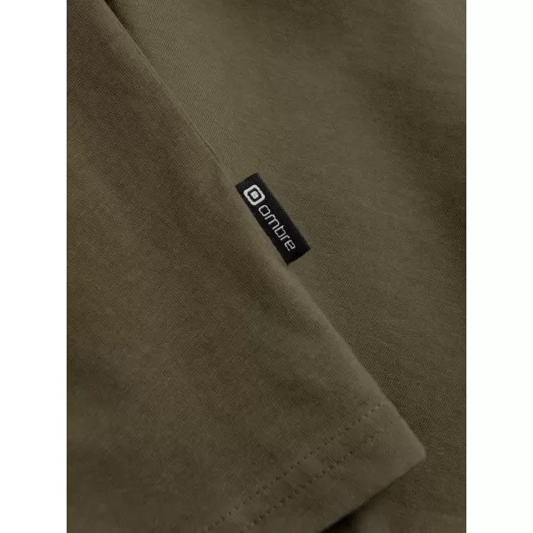  Pánské triko s dlouhým rukávem OMBRE OM-LSBL-0108 DARK OLIVE 
