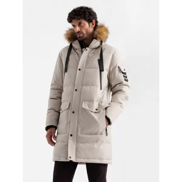  Pánská zimní bunda OMBRE OM-JALJ-0182 BEIGE 