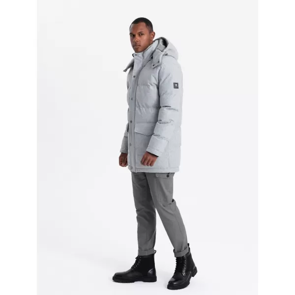  Pánská bunda OMBRE OM-JALJ-0217 LIGHT GREY MELANGE 
