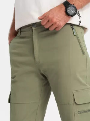 Pánské kalhoty OMBRE OM-PACG-0204 OLIVE