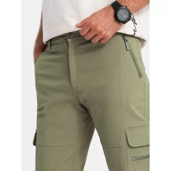  Pánské kalhoty OMBRE OM-PACG-0204 OLIVE 