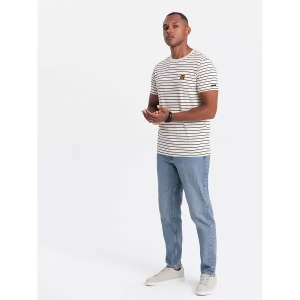  Pánské triko OMBRE OM-TSCT-0183 CREAM AND BLACK 