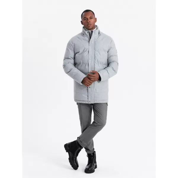  Pánská bunda OMBRE OM-JALJ-0217 LIGHT GREY MELANGE 