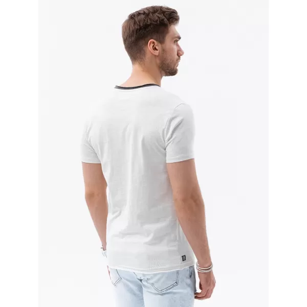  Pánské triko OMBRE OM-TSCT-22SS-004 ECRU 