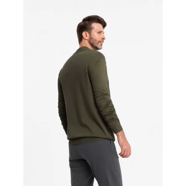  Pánský svetr OMBRE OM-SWTN-0100 KHAKI 