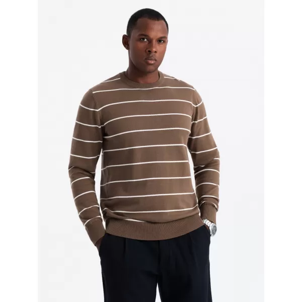  Pánský svetr OMBRE OM-SWSW-0143 BROWN 