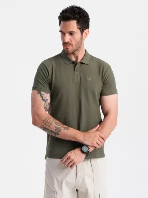 Pánské triko s límečkem OMBRE OM-POBS-0100 DARK OLIVE GREEN