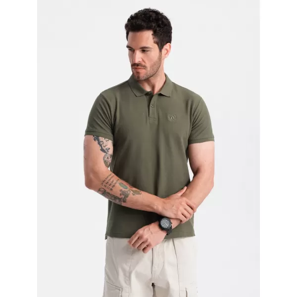  Pánské triko s límečkem OMBRE OM-POBS-0100 DARK OLIVE GREEN 