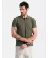 Pánské triko s límečkem OMBRE OM-POBS-0100 DARK OLIVE GREEN