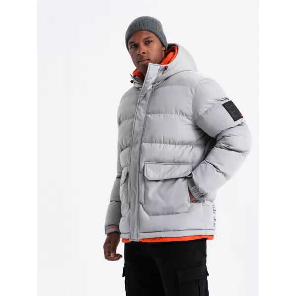 Pánská zimní bunda OMBRE OM-JAHP-0208 GREY 