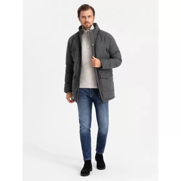  Pánská bunda OMBRE OM-JALJ-0217 BLACK MELANGE 