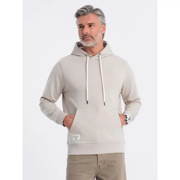  Pánská mikina OMBRE OM-SSBN-0177 LIGHT BEIGE 
