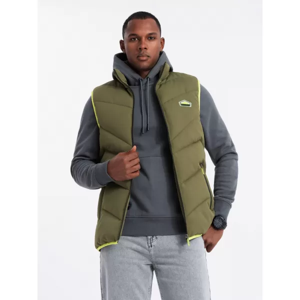  Pánská vesta OMBRE OM-JAVJ-0210 OLIVE 