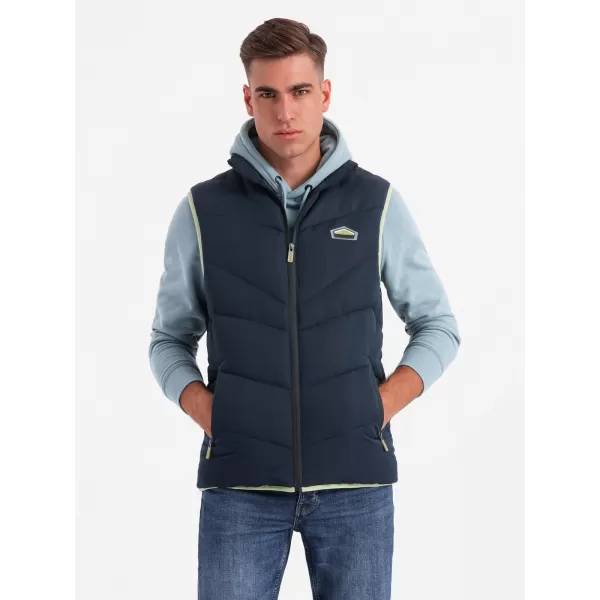  Pánská vesta OMBRE OM-JAVJ-0210 NAVY BLUE 