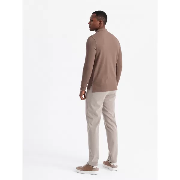  Pánské triko OMBRE OM-POLS-0131 BROWN 