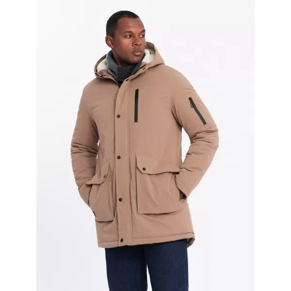  Pánská bunda OMBRE OM-JALJ-0181 BEIGE 