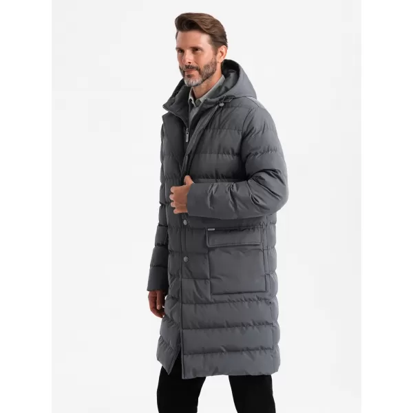  Pánský kabát OMBRE OM-JALJ-0177 GRAPHITE 