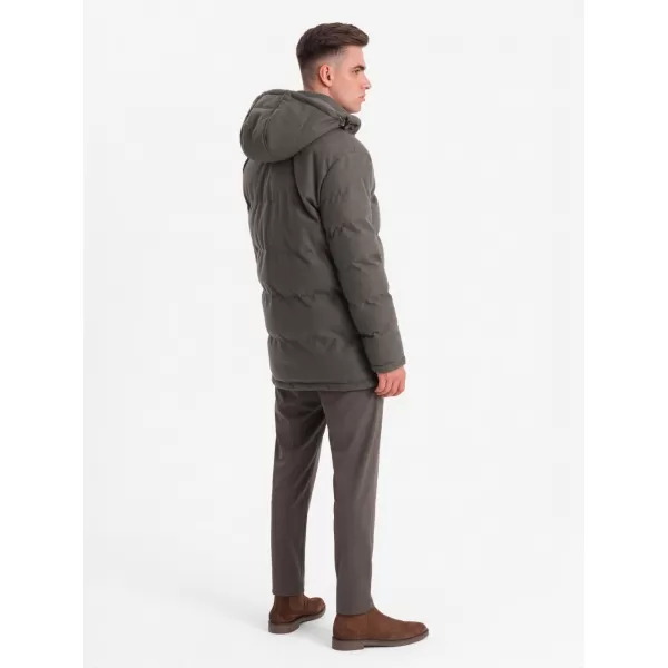  Pánská bunda OMBRE OM-JALJ-0217 DARK GREY MELANGE 
