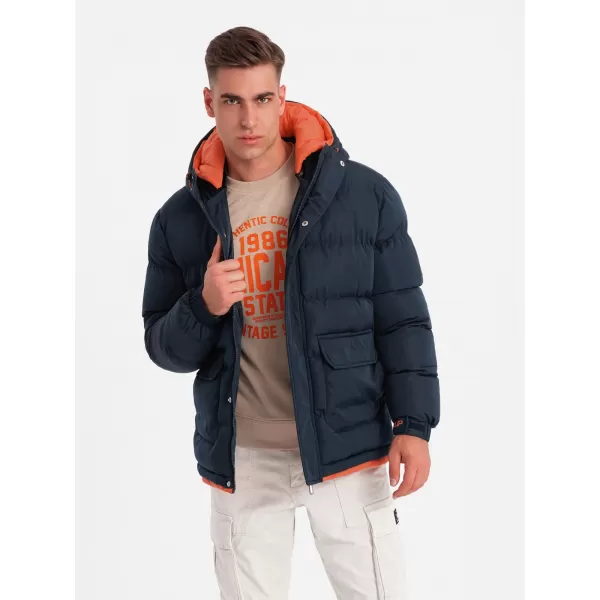  Pánská zimní bunda OMBRE OM-JAHP-0208 NAVY BLUE 