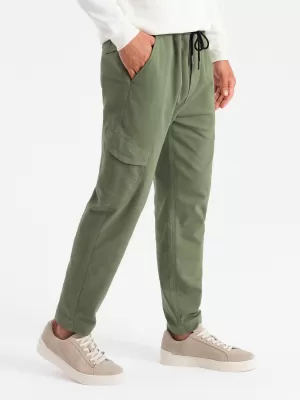 Pánské kalhoty OMBRE OM-PAJO-0199 OLIVE