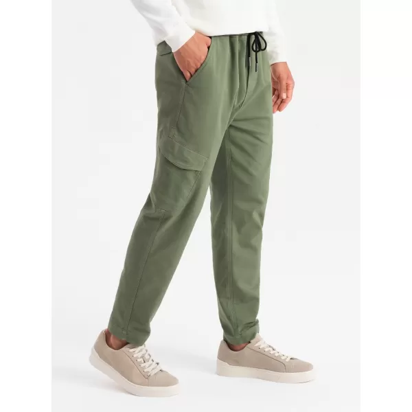  Pánské kalhoty OMBRE OM-PAJO-0199 OLIVE 