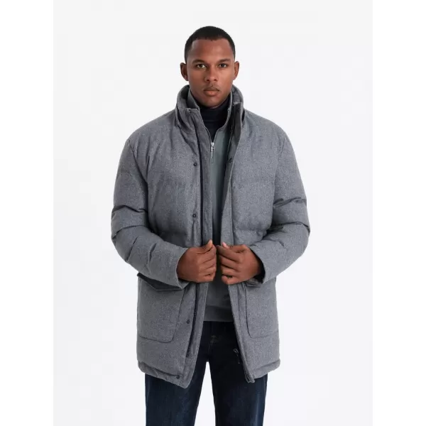  Pánská bunda OMBRE OM-JALJ-0217 GREY MELANGE 