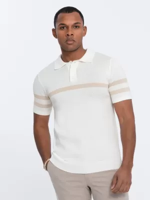 Pánské triko s límečkem OMBRE OM-POSS-0118 CREAM