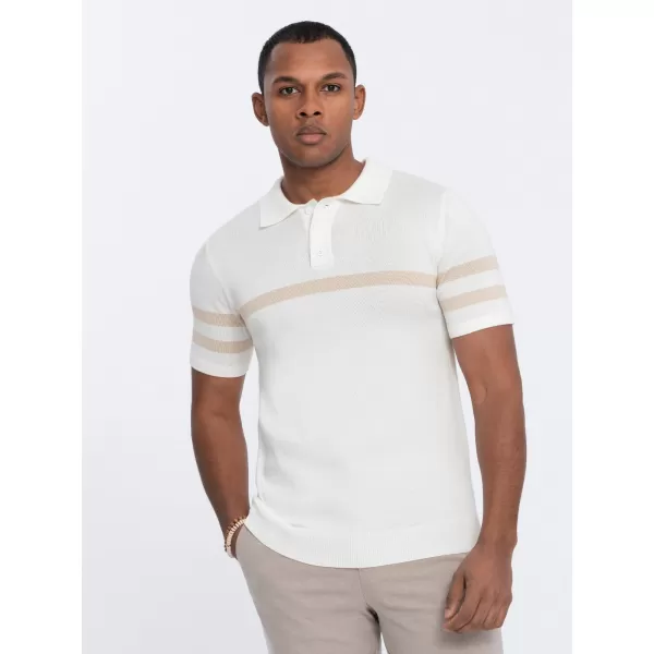  Pánské triko s límečkem OMBRE OM-POSS-0118 CREAM 