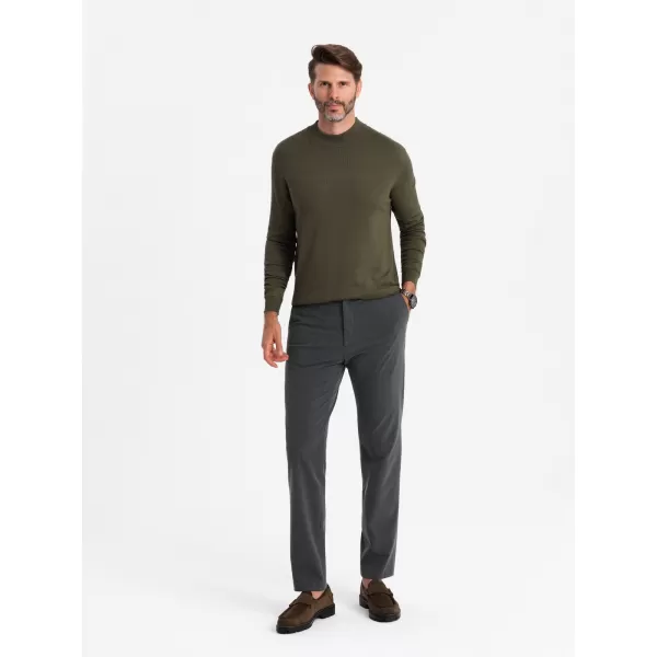  Pánský svetr OMBRE OM-SWTN-0100 KHAKI 
