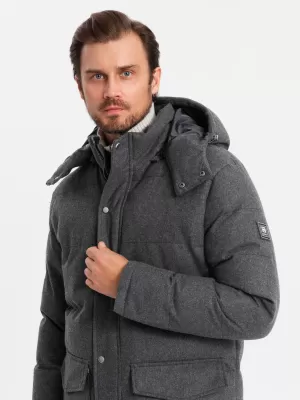 Pánská bunda OMBRE OM-JALJ-0217 BLACK MELANGE