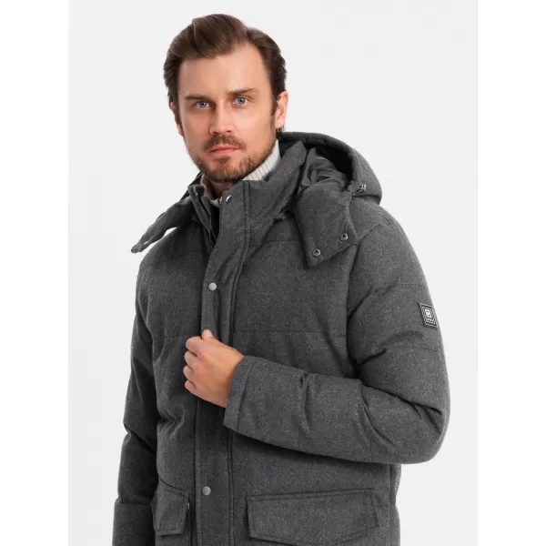  Pánská bunda OMBRE OM-JALJ-0217 BLACK MELANGE 