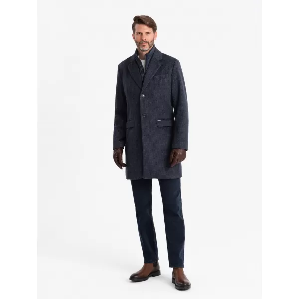  Pánský kabát OMBRE OM-COWC-0121 NAVY BLUE 