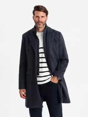 Pánský kabát OMBRE OM-COWC-0121 NAVY BLUE