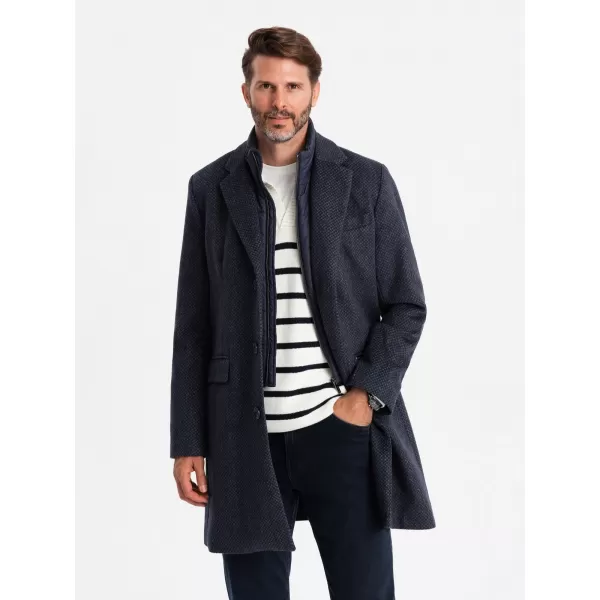 Pánský kabát OMBRE OM-COWC-0121 NAVY BLUE 
