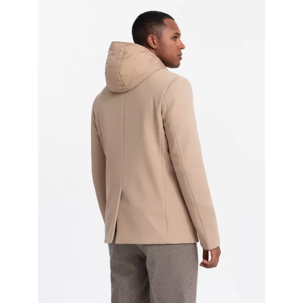  Pánské sako OMBRE OM-BLZB-0133 LIGHT BROWN 