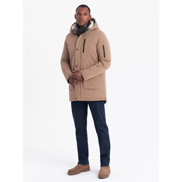  Pánská bunda OMBRE OM-JALJ-0181 BEIGE 