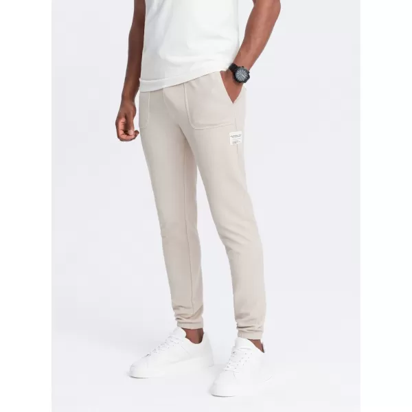  Pánské tepláky OMBRE OM-PASK-0211 LIGHT BEIGE 