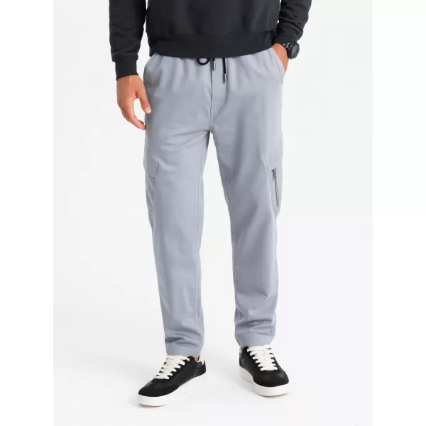  Pánské kalhoty OMBRE OM-PAJO-0199 LIGHT GREY 