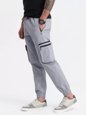 Pánské kalhoty OMBRE OM-PAJO-0135 LIGHT GREY