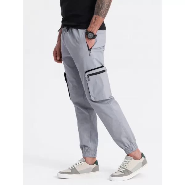  Pánské kalhoty OMBRE OM-PAJO-0135 LIGHT GREY 