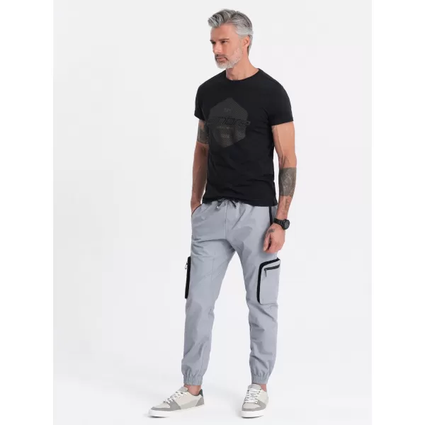  Pánské kalhoty OMBRE OM-PAJO-0135 LIGHT GREY 